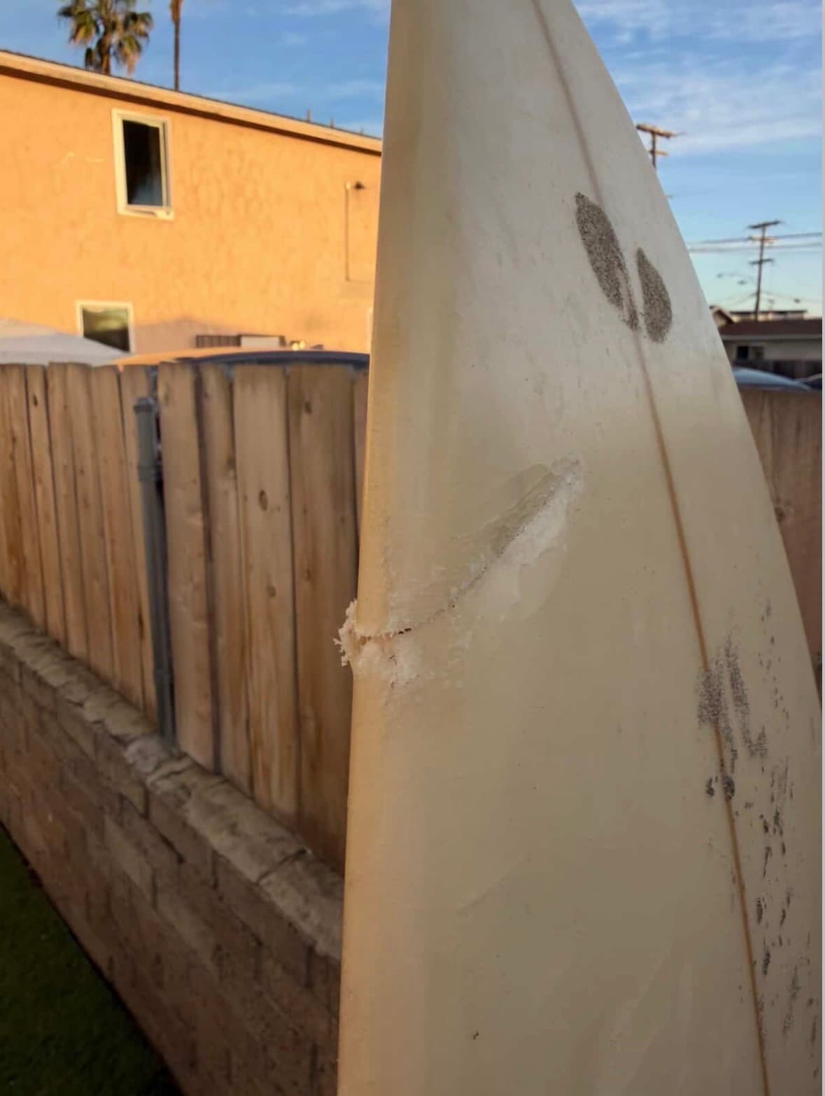 Big Rail Ding before repair