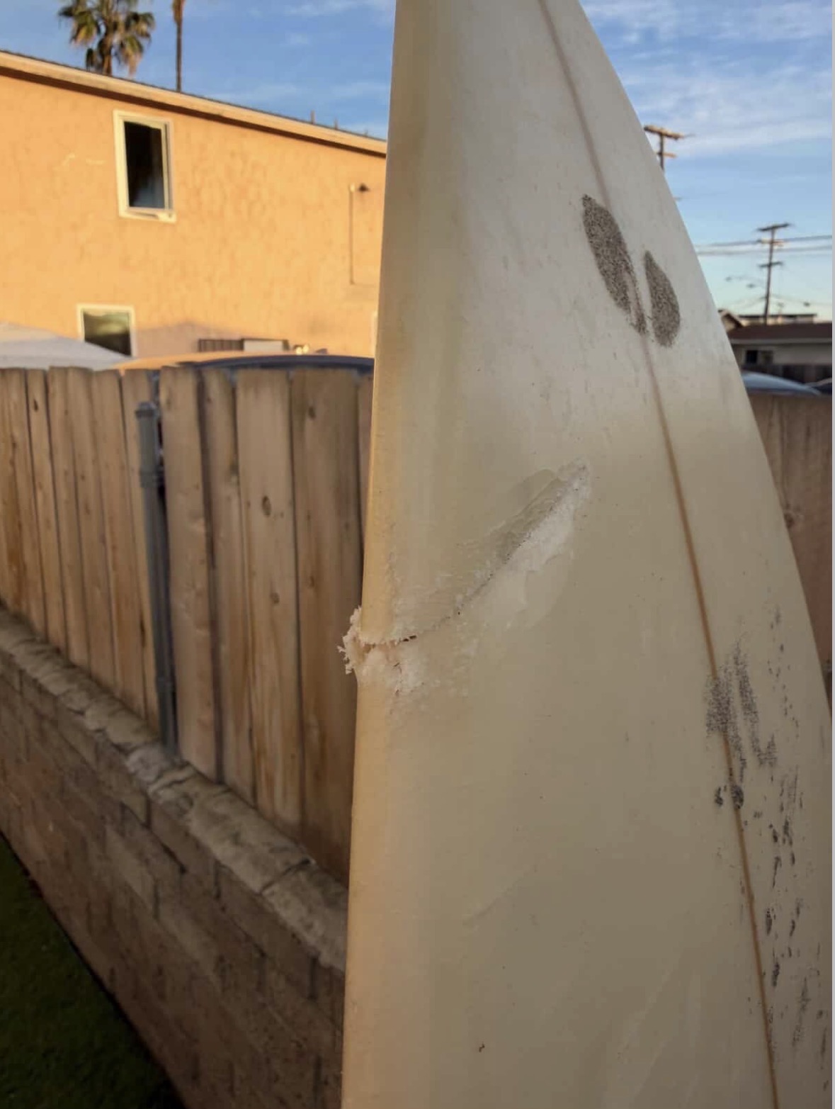 Big Rail Ding before repair